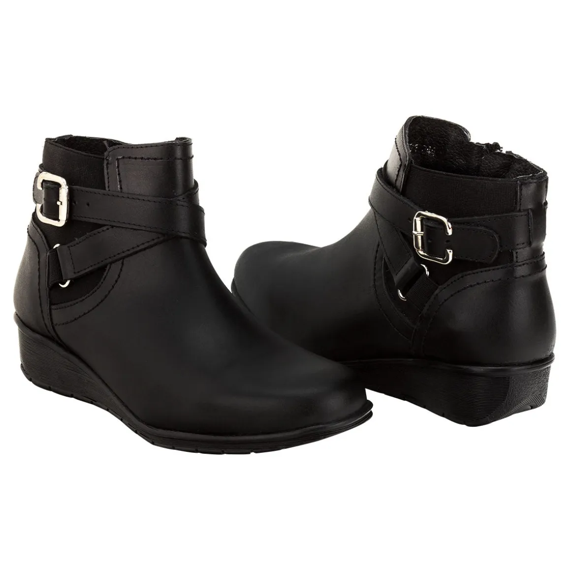 Bota Botín Piel Negro Tacón corrido Para Mujer Epidemia 02046