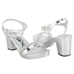 Sandalia Fiesta Graduación Moda Brillo Para Mujer Joza 06357/58 Plata-Oro