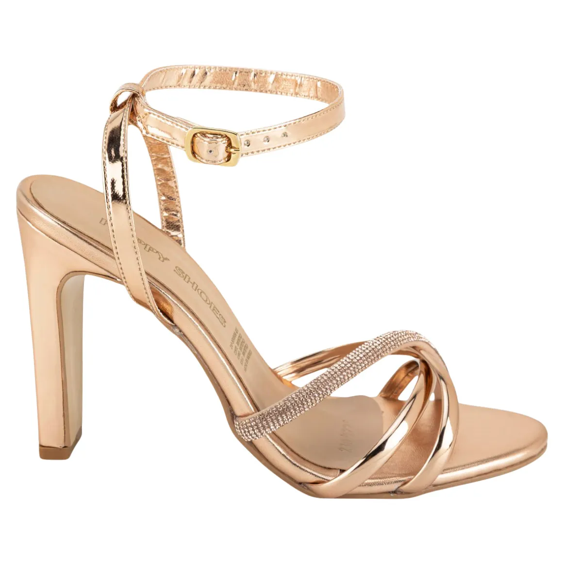 Sandalia Happy Shoes Para Mujer Fiesta Graduación de Tacón Rose Gold 08025