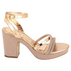 Sandalias Happy Shoes Para Mujer Fiesta Graduación Tacón Grueso Glamour 08249-50