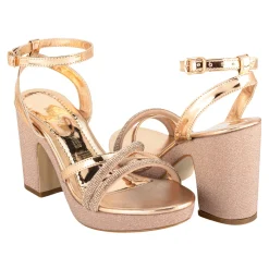 Sandalias Happy Shoes Para Mujer Fiesta Graduación Tacón Grueso Glamour 08249-50