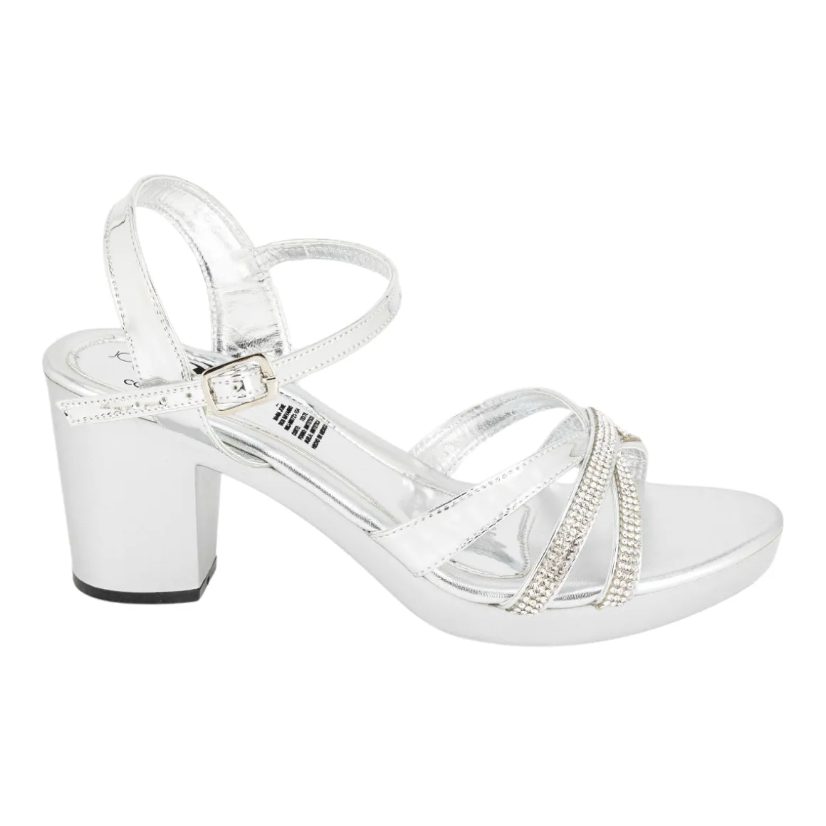 Zapatilla Elegante Fiesta Graduación Tiras Brillo Plata Para Mujer Joza 05412