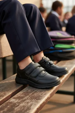 Zapato Escolar Ancho Velcro Niño Bambino 07167