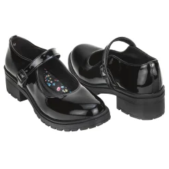 Zapato Escolar Bambino Para Niña Negro Charol Casual 02903