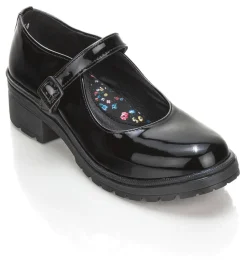 Zapato Escolar Bambino Para Niña Negro Charol Casual 02903