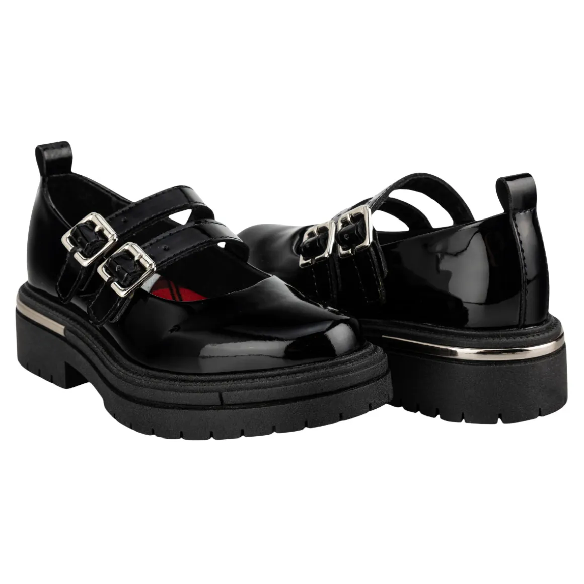 Zapato Escolar Chabelo Para Niña Mocasín Doble Hebilla 07227