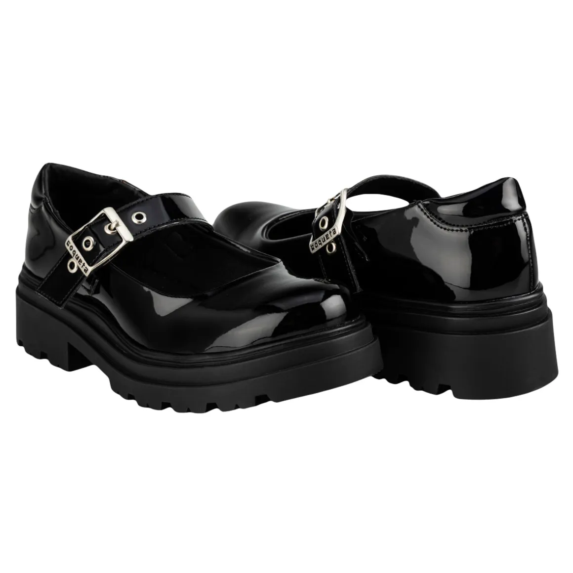 Zapato Escolar Coqueta Para Niña Tacón Chunky Junior 07210