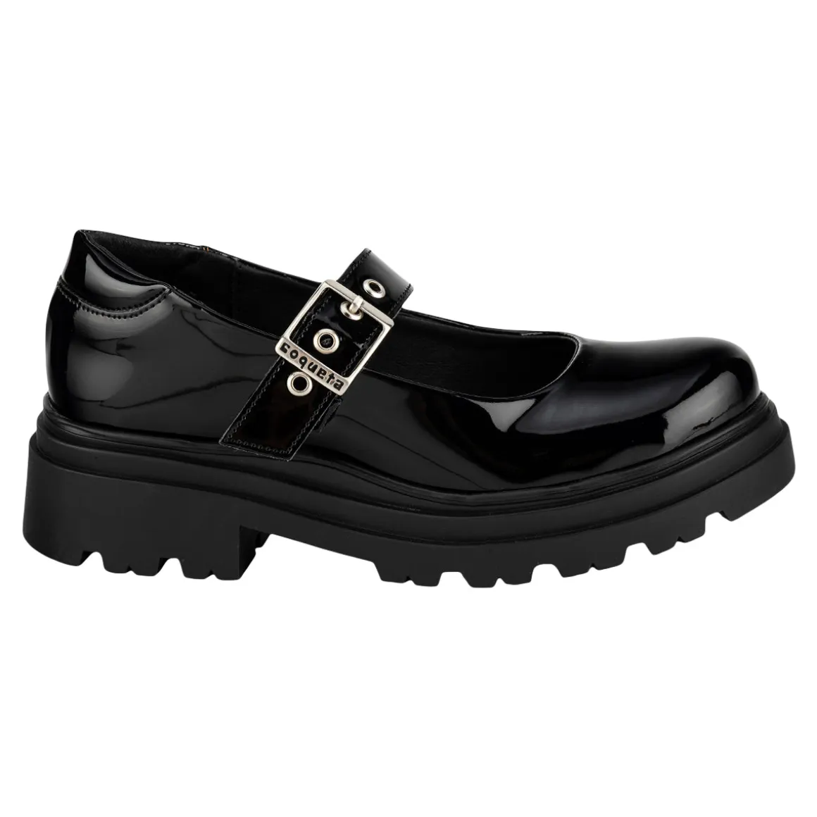 Zapato Escolar Coqueta Para Niña Tacón Chunky Junior 07210