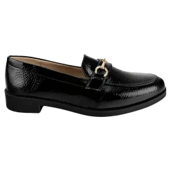 Zapato Mocasín Para Mujer Stampa Charol Negro 07072