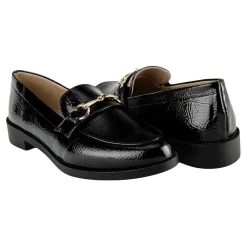 Zapato Mocasín Para Mujer Stampa Charol Negro 07072